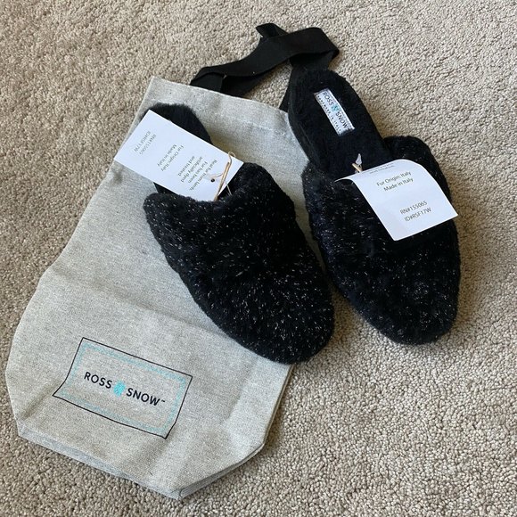 NWT Ross & Snow Julia Exposed Lamb Fur Shearling Slide Slippers Women's 5 - Picture 2 of 3